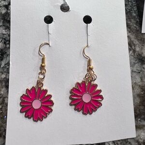 Pink Flower Earrings
